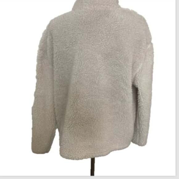 No Boundaries Womens White Sherpa Recycled Polyester Pullover Hoodie XXL Winter - Picture 2 of 11